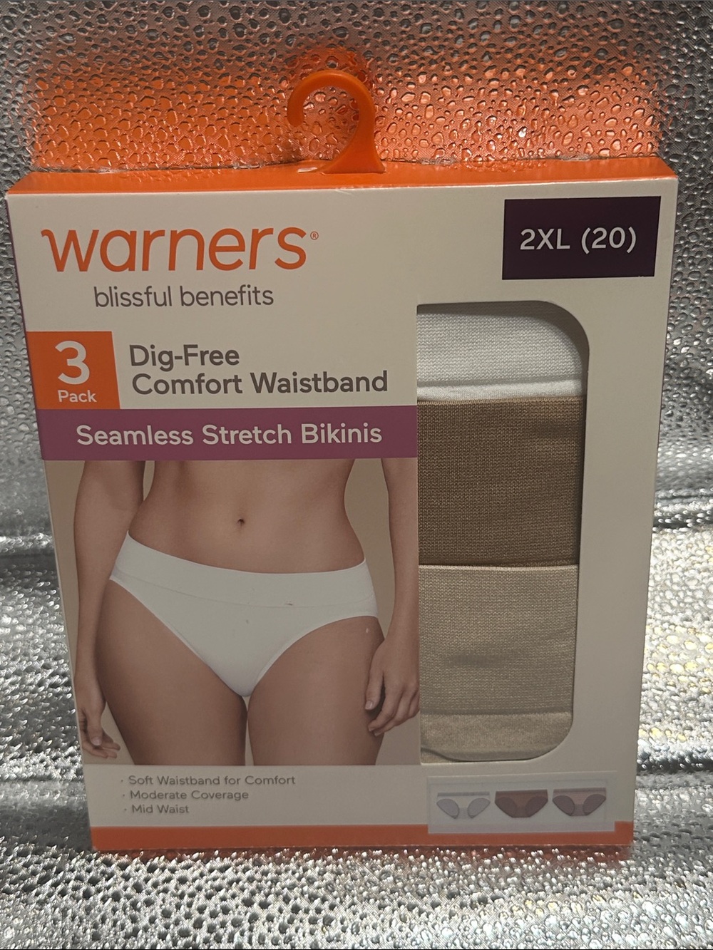Warner's Seamless Stretch Bikini Trio in White and Tan